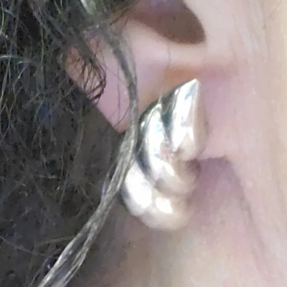 Sterling silver heavy abstract earrings